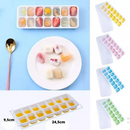 Kit 4 Forma Com Tampa Gelo Ice Flexivel Forminha Fundo Silicone 14 Cubos Alimentos Frutas Papinha