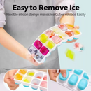 Kit 4 Forma Com Tampa Gelo Ice Flexivel Forminha Fundo Silicone 14 Cubos Alimentos Frutas Papinha