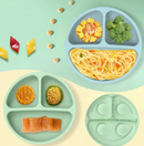 Kit 6 Alimentação Bebê Silicone Prato Babador Copo Tigela Cor Verde Introdução Alimentar infantil
