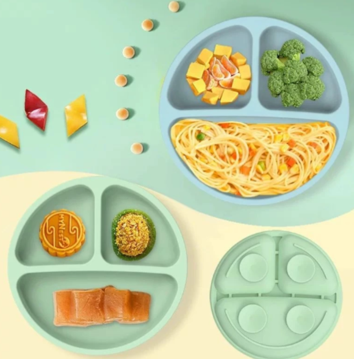 Kit 6 Alimentação Bebê Silicone Prato Babador Copo Tigela Cor Verde Introdução Alimentar infantil