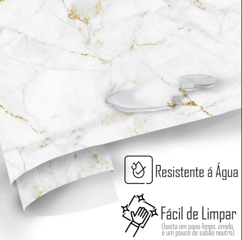 Adesivo de Parede 3mx60cm Lavável para Sala Quarto Cozinha de Mármore Vinil