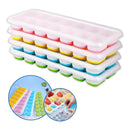 Kit 4 Forma Com Tampa Gelo Ice Flexivel Forminha Fundo Silicone 14 Cubos Alimentos Frutas Papinha